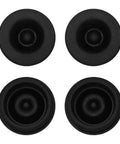 Four black rubber trailer hub cap plugs, 1.98-inch diameter, for EZ Lube Dexter trailer axles