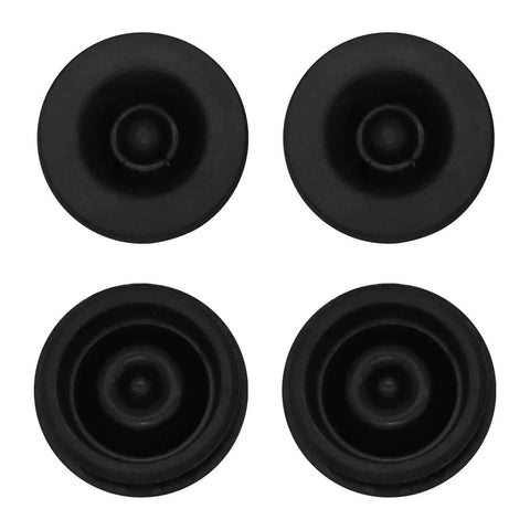 Four black rubber trailer hub cap plugs, 1.98-inch diameter, for EZ Lube Dexter trailer axles