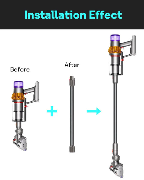 Replacement Quick Release Wand For Dyson V7 V8 V10 V11 V15 Cordless Stick Vacuum Cleaner Extension installation visual