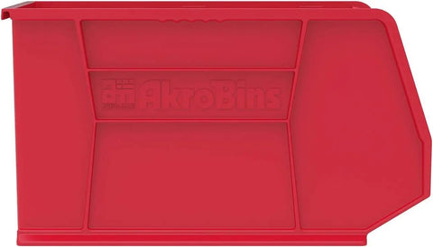 Space Saving Stackable Storage Bins For Garage Pantry Closet And Craft Room Heavy Duty Plastic Bins Hold Up To 60 Lbs Each 18 Inch By 8.25 Inch By 9 Inch Red 6 Pack Multi Purpose Organization red side view