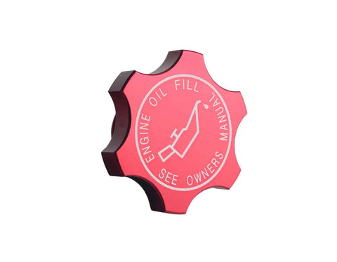 Aluminum Engine Oil Filler Cap With O Ring Replacement For Chrysler Dodge Jeep Ram Mitsubishi Mini 1993 2020, red cap side view