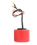 Red 70mm 150W brushless hub motor wheel with hall sensor for longboards, wiring visible, waterproof and dustproof design