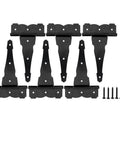 8 Inch Heavy Duty T Strap Hinge Set With Screws Black Finish For Doors Gates Sheds And Barns Decorative Yet Durable Hardware 6 Pack