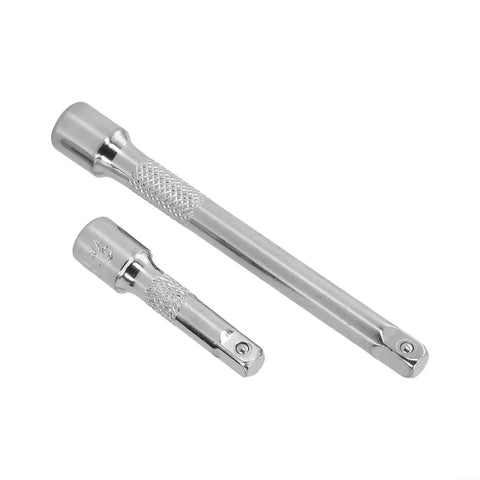 Two Pro Grade Long Reach Socket Extension Bars in chrome vanadium steel, 1/2 and 1/4 inch drive, shown on white background.