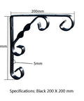 Built Like A Tank Wrought Iron Shelf Brackets Wall Mount Corner Support For Bookcases Kitchen Cabinets And Outdoor Storage Rustic Black Metal Hardware Pieces For Your Garage Setup, 200x200mm dimensions.