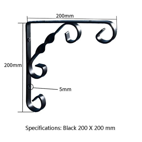 Built Like A Tank Wrought Iron Shelf Brackets Wall Mount Corner Support For Bookcases Kitchen Cabinets And Outdoor Storage Rustic Black Metal Hardware Pieces For Your Garage Setup, 200x200mm dimensions.