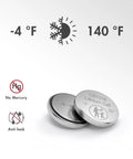 Top Shelf CR1216 3V Lithium Coin Cell Batteries Five Pack showing battery specifications and temperature range.
