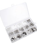 Heavy Duty Stainless Steel Circlip Assortment Kit Featuring 1.5mm To 15mm External Retaining Rings in a divided case.
