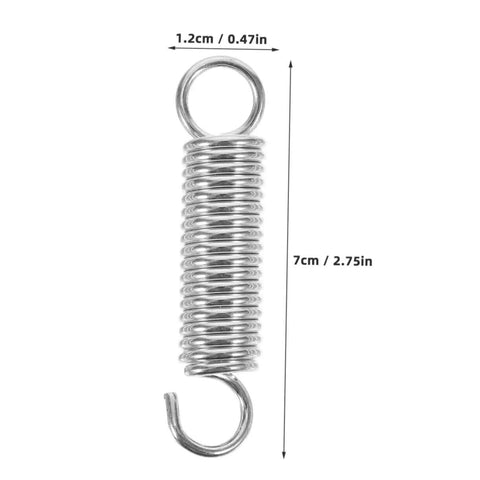 Get Your Fix With This Awesome 8 Pcs Small Tension Spring Kit Offering Heavy Duty Compression And Extension Springs Perfect For Ev Parking Stands, Ladder Feet, And Various Diy Mechanical Projects That Need Reliable Elasticity And Easy Installation Every. Stainless steel tension spring, 7cm, 1.2cm wide, with hook ends.