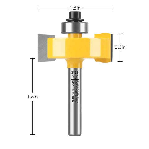 Rabbet Router Bit Kit With One Quarter Inch Shank And Seven Bearings For Multiple Depths From One Eighth To One Half Inch, shown in detail.