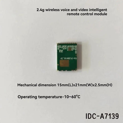 2.4GHz FHSS Wireless Transmitter Module A7130 for Baby Monitors, Security Systems, and Cars, green microchip with specs