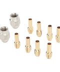 Brass Drill Chuck Collet Set Ten Piece Kit With Eight Collets From 0.8mm To 3.2mm And Two Nut Chucks Keyless Bit Adapter For Dremel