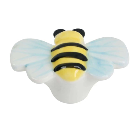 Hella Cute Yellow Honey Bee Ceramic Drawer Knobs And Cabinet Pulls, 2.17 inch ceramic bee knob for kids furniture.