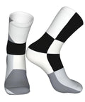 Unisex Black And White Piano Grid Thermal Crew Socks For Cold Snap Days, showcasing a unique pattern and comfortable fit.