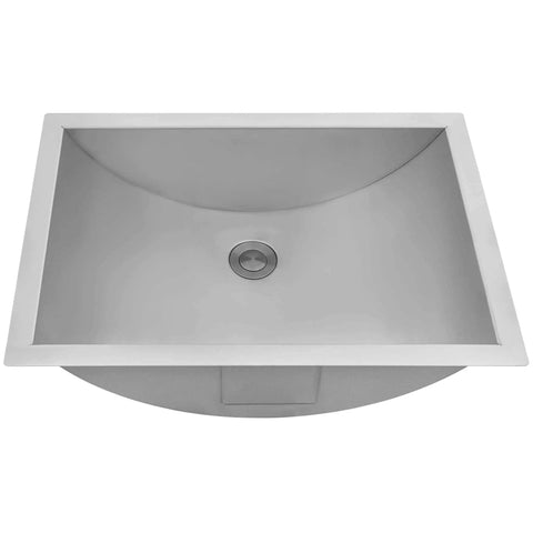 Stainless Steel Undermount Bathroom Sink 16 By 11 Inches 16 Gauge With Rectangular Shape And Brushed Finish Top View