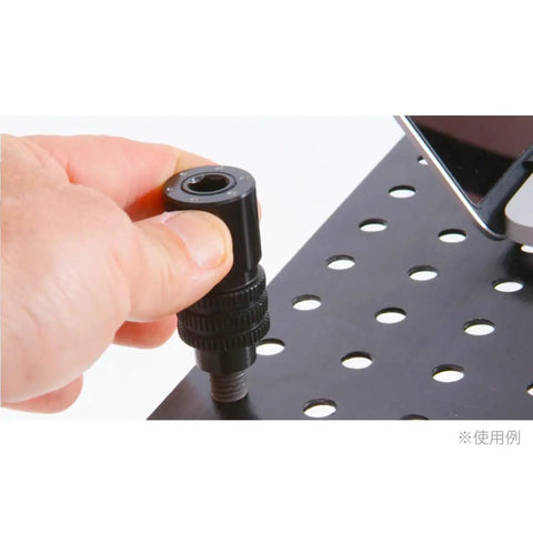 Aluminum Threaded Retrofit Quick Change Coupler 3/8 Inch with Threaded Male Mounting Stud being installed on IO Vector Utility Bar