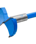 Forstner drill bit, 50mm diameter, blue and silver metal construction, hinge-boring bit for wood/plastic/plywood