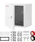 Rugged Outdoor Steel Electrical Box 12x12x8 Inch Junction Enclosure NEMA 4X IP66 Weatherproof And Dustproof with open door and accessories.