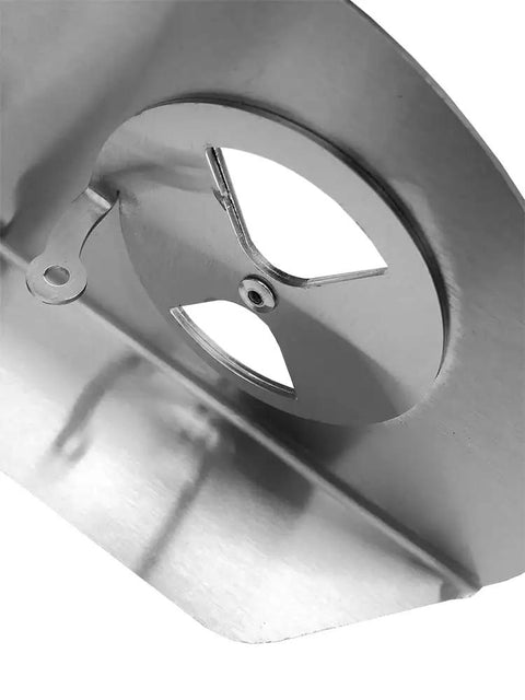 Close-up of vented steel door for Version 1 Gozney Dome Pizza Oven, showing adjustable vents and handle attachment.