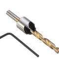 Milling cutter bit set, 7 pieces, titanium-coated HSS countersink drill bits, 3-10 mm round shanks, hex key