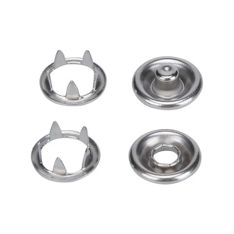 Nickel finish snaps from Easy Press Snap Fastener Pliers Kit With 108 Snaps 3/16 Inch For Shirts Jeans Jackets Bags And Crafts.