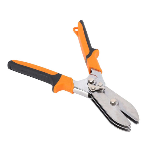 Heavy Duty Sheet Metal Crimper Pliers for HVAC Ductwork and Ventilation, orange handles, 5 blades, high carbon steel tool.
