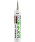 Front view of Mor-Flexx Gray Acrylic Latex Caulk For Mortar, Stucco, And Grout Repair, Flexible 10.5 Oz Sealant tube.