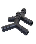 Half Inch Three Way Hose Connector Set For Drip Irrigation And Garden Systems, 100 Pieces Black Plastic Fittings, close-up