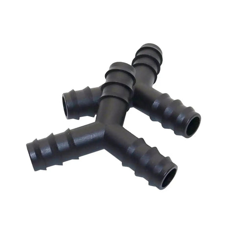 Half Inch Three Way Hose Connector Set For Drip Irrigation And Garden Systems, 100 Pieces Black Plastic Fittings, close-up