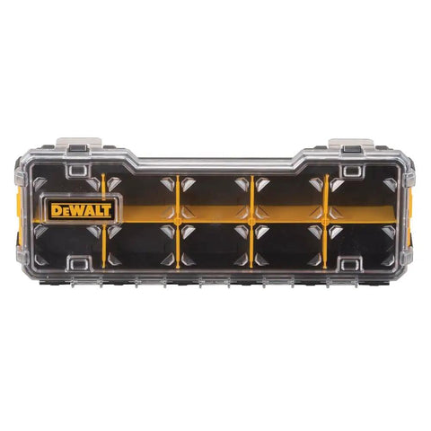 10 Compartment Pro Organizer With Removable Dividers, Durable Polycarbonate Lid, side view showing compartments.