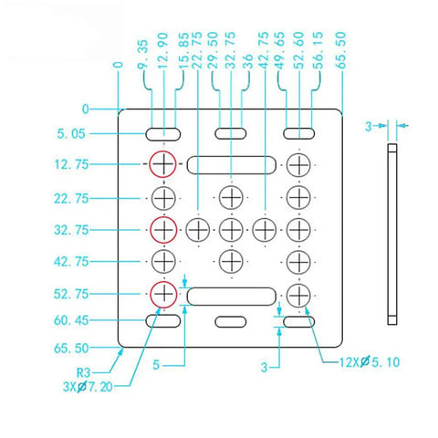 Technical diagram of Assembled 20mm V Gantry Plate Kit With Wheels For 2020 Series V Slot Aluminum Profiles And Linear Rail