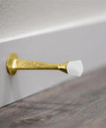 3-Inch Stainless Steel Door Stops With White Rubber Cushion, Polished Brass Finish, Wall Mount, Built Tough Cast Construction