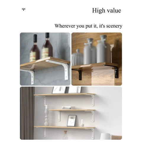 Heavy Duty Shelf Brackets 90 Degree Corner Brackets With Gusset Cast Iron Wall Mount Shelf Holders For Garage Or Workshop Rock Solid Industrial L Bracket Holds 220 Pounds Built Tough supporting wooden shelves with decorative items.