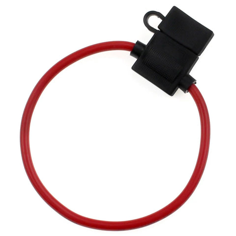 Tough As Nails 15 Amp Inline Fuse Holder With 10 Gauge Red Lead Wire And Sealed Waterproof Cover For Road Ready Automotive Marine Rv Electrical Wiring And Blade Fuse Setup shown with red lead wire.
