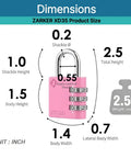 Dimensions of 3 Digit Padlock For School Locker Gym Sports Fence Toolbox Case Outdoor Pink With 1000 Possible Codes And Four Pin Security