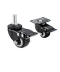4 Pack 1.5 Inch Diamond Swivel Caster Wheels Black With Brake And Double Bearing Sleeve M8 M10 Heavy Duty Furniture Casters