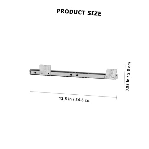 13.77 Inch Bearing Keyboard Slide Rails With Soft Close Under Desk Drawer Slides for Custom Keyboard Tray with dimensions shown.