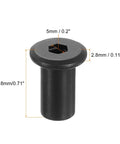 Kickass Heavy Duty M8 T Nuts, 10 Pack Carbon Steel Insert Screws with hexagonal shape for garage builds and furniture mods.