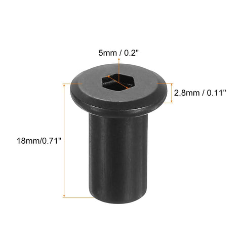Kickass Heavy Duty M8 T Nuts, 10 Pack Carbon Steel Insert Screws with hexagonal shape for garage builds and furniture mods.