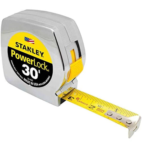 PowerLock Tape Measure 30 Foot Mylar Coated Blade with Secure Lock for Builders, Carpenters, DIY Projects, Showing Extended Tape