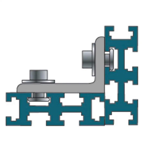 Beefy 2x2 Aluminum Brackets For T Track Systems side view with bolts