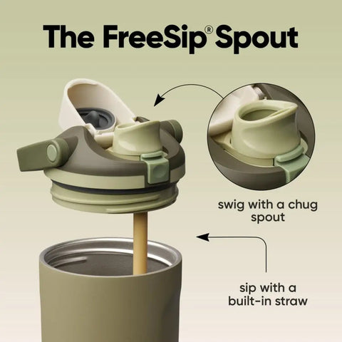 Forty Ounce Insulated Stainless Steel Water Bottle Leakproof Travel Flask Double Wall Thermos Straw Swig Sipper with FreeSip spout.