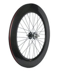 Ride Ready 88mm Fixed Gear Wheel 700c Carbon Clincher Rear Wheel side view, 32 hole spokes, 3k glossy finish, Toray T700.