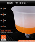 Slick No Drama Spill Proof Coolant Funnel Kit With Universal Adapter Bleeder showing funnel with scale for fluid measurement.