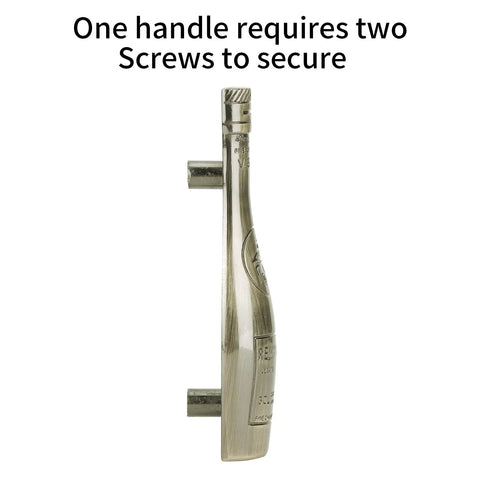 Side view of wine bottle shaped cabinet drawer knob in zinc alloy with blue ancient finish showing screw placement for installation