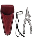 Titanium Fishing Pliers With Side Cutters, Halo Hinge, Lanyard, Leather Sheath, Saltwater Ready For Inshore And Nearshore Fishing