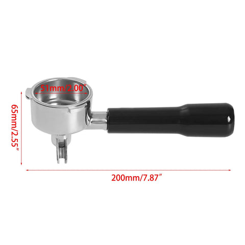 Stainless Steel Espresso Portafilter Handle Replacement For Home Coffee Machines Double Spout Bottomless Design 200mm x 51mm