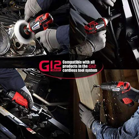 Heavy Duty Cordless Three Tool Combo Kit Featuring Power Drill Driver Snappy Impact Driver And Socket Ratchet With Two Swap Out Batteries For Weekend Warriors in action with a polish pad, ratchet, and drill.