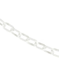 Straight Shooter White Plastic Barrier Chain One Inch Diameter Five Hundred Feet Long close-up view of interlocking links