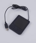 Industrial Touchpad Mouse Panel Mount Controller, Wired USB Interface With Mounting Profile, Rectangular Housing, Coiled Cable, Built For Secure Cabinet Installations And Embedded Control Panels Plug And Play Ready. black USB touchpad controller with three buttons